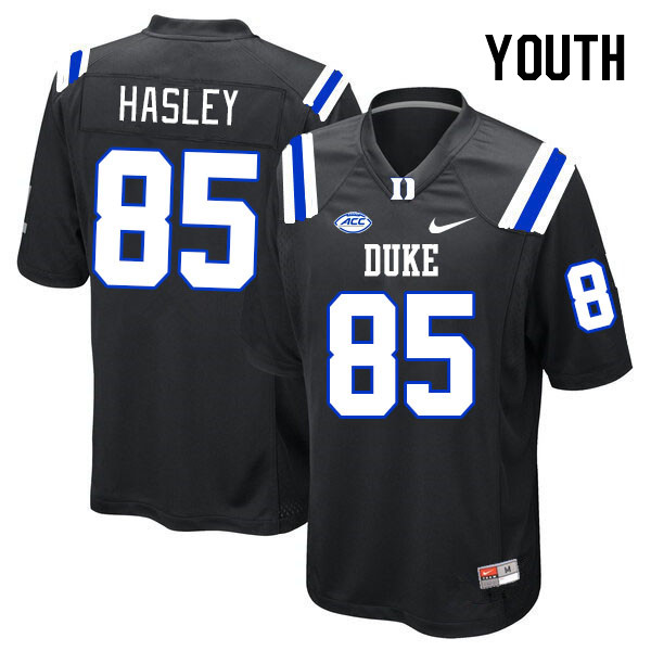 Youth #85 Jeremiah Hasley Duke Blue Devils College Football Jerseys Stitched-Black